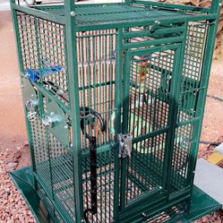 Green Metal Bird Cage