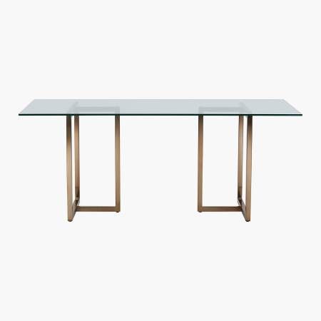 Glass Top Rose Gold Base Dining Table 