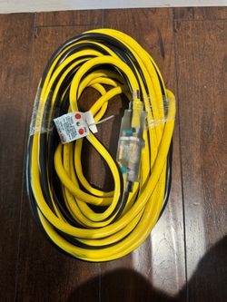 50ft heavy duty 12awg extension cord for power tools waterproof with light on the end high visibility