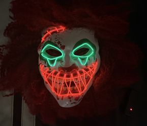 Mens Clown Halloween Costume (Light Up Mask)