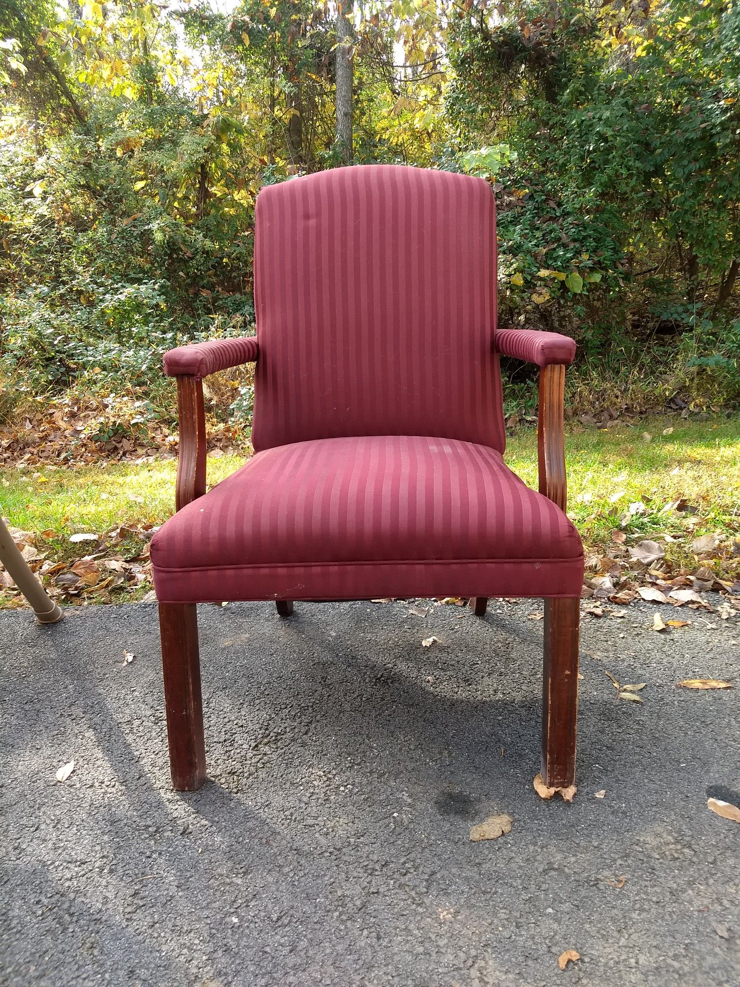 Red sitting chair, no rips.