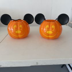 2 Disney Jack-O'Lantern Mickey Mouse Trick-or-Treat Halloween buckets