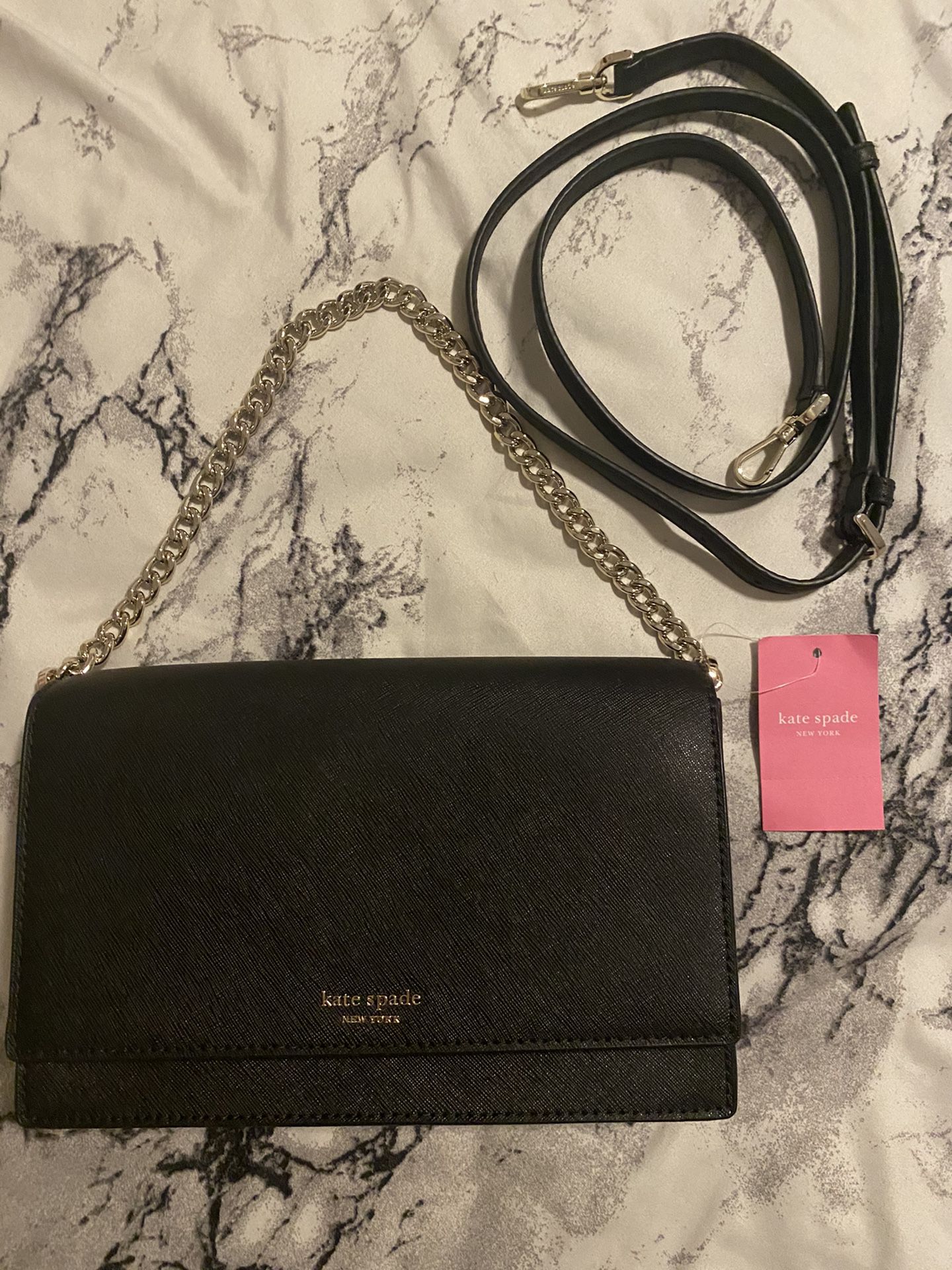 Black Kate spade cross body bag with chain