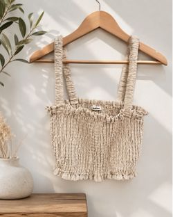 Reformation Smocked Crop Top with Ruched Straps Size 6