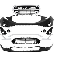 W#965 PENSUN Front Bumper Cover Kit with Upper Lower Grill Grille Fit for 2018 2019 2020 2021 GMC Terrain, with Fog Lights