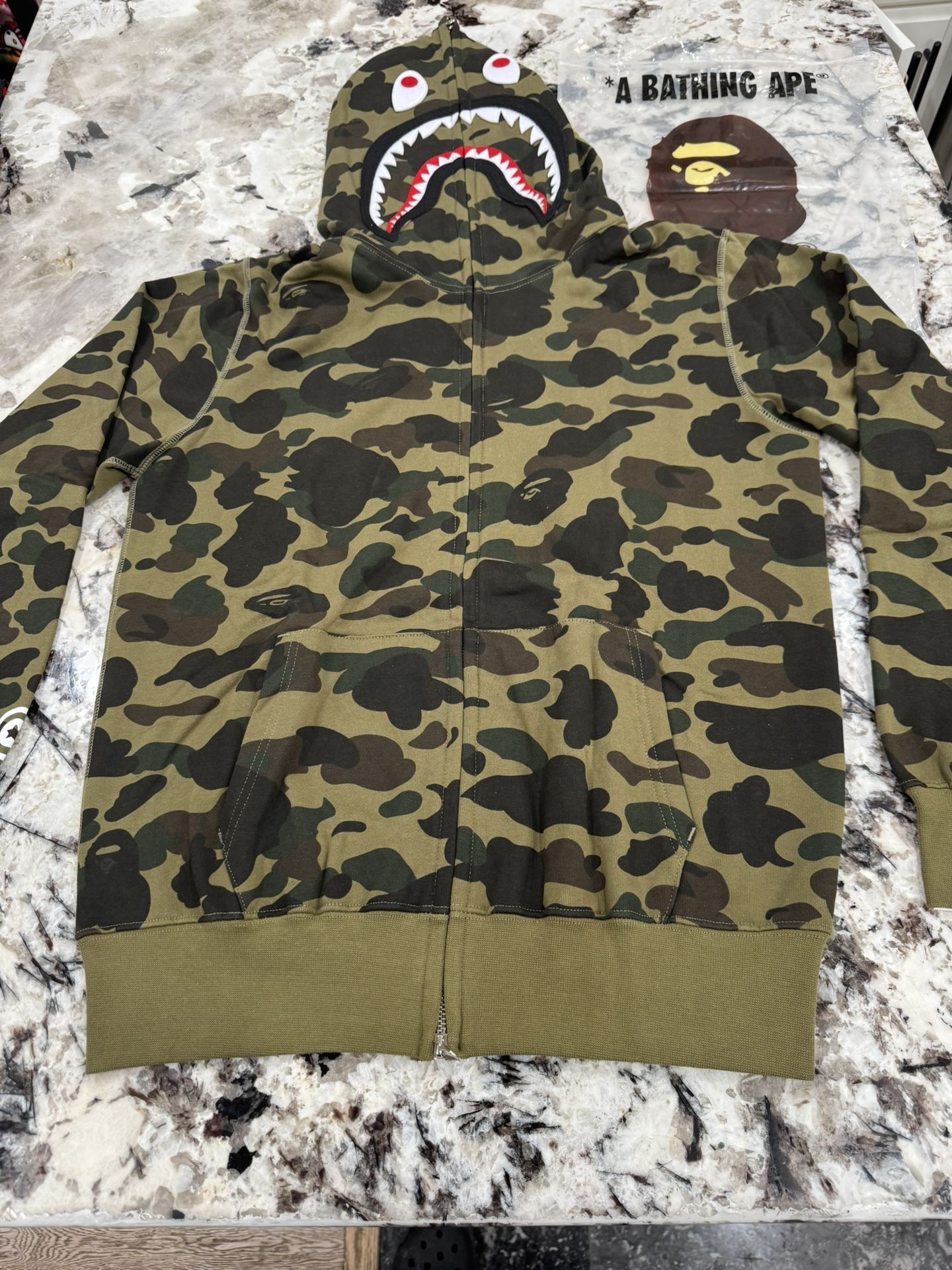 Bape Green Camo Zip-up Hoodie 