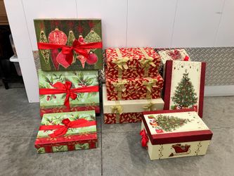 Vintage Nesting Christmas Holiday Boxes