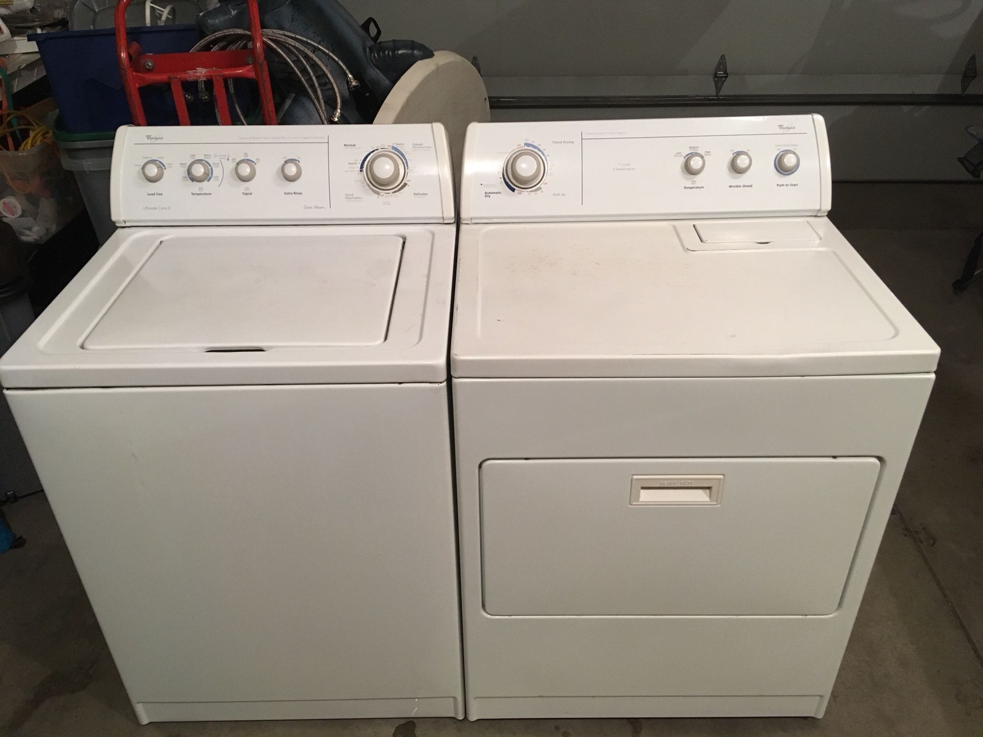Whirlpool Ultimate Care II Top-Load Washer and Front-Load Dryer