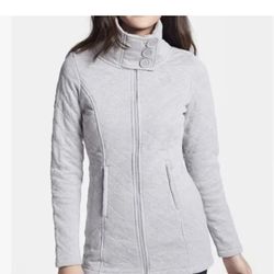 The North Face Caroluna Womens Quilted Coat Jacket Fleece Lined Gray Medium 