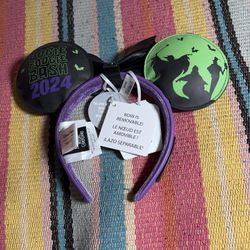 Disney Parks Oogie Boogie Bash 2024 Loungefly Glow Minnie Ears Headband NW