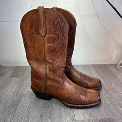 ARIAT Round Up Square Toe Western Cowboy Boots Womens 8B Brown Leather
