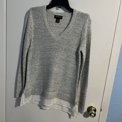Beautiful Gray With Sequin Blouse 