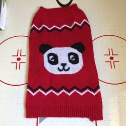 Xxl Knitted Doggie Holiday Sweater With Cute Panda On It