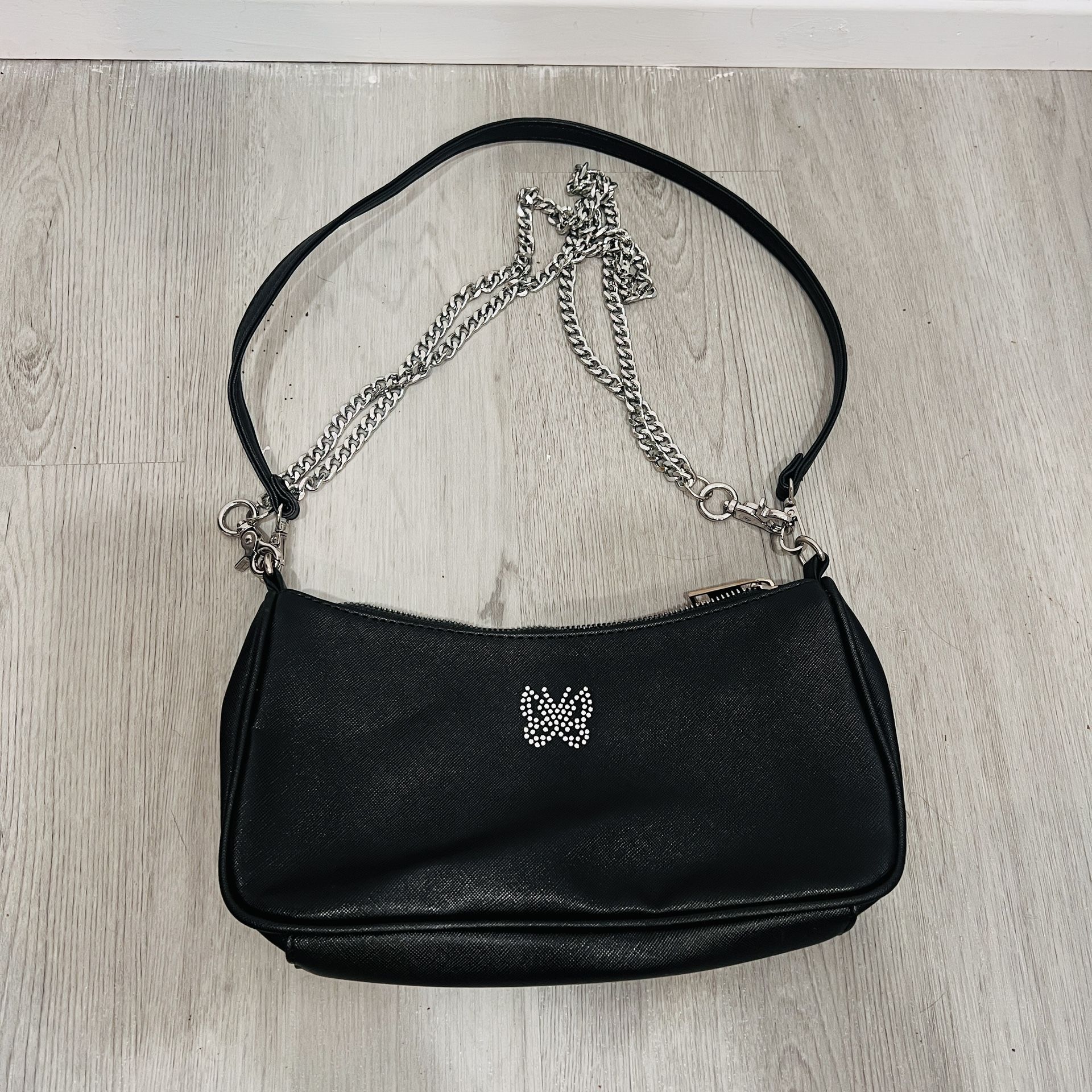 Black And Silver Butterfly Purse Handbag Clutch