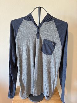 Vintage Volcom Long Sleeve Hooded Henley Shirt