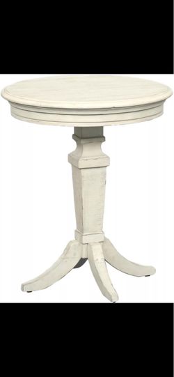 Antique White Round Accent Side Table
