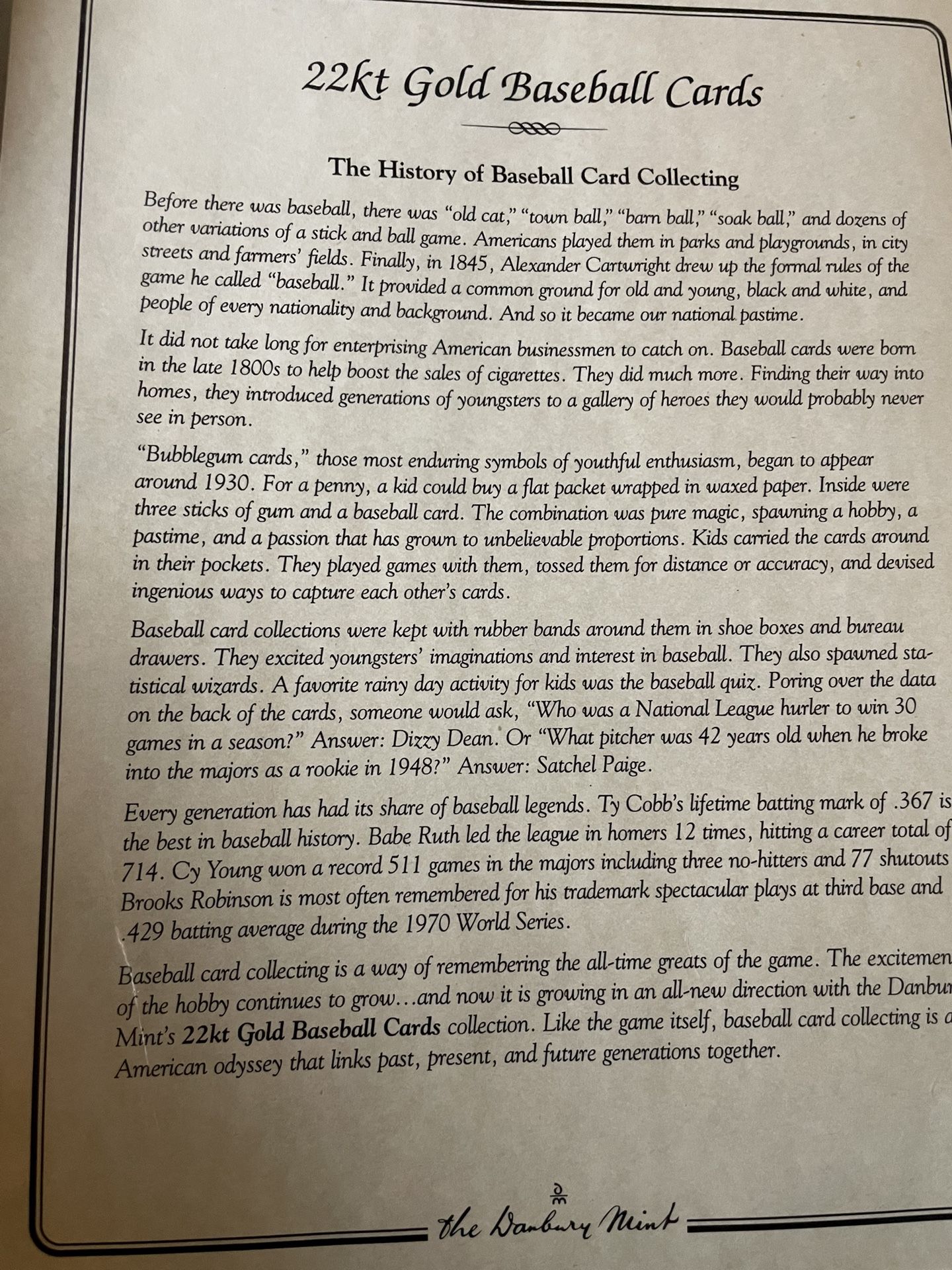 22kt Gold Baseball Cards Collection