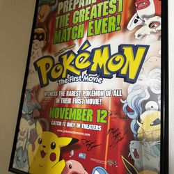Authentic movie double sided poster Pokemon  signed