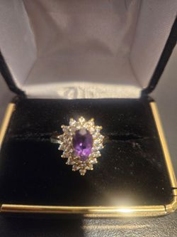 Amethyst and diamond cocktail ring