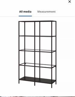 IKEA VITTSJÖ Shelf unit, black-brown/glass shelves