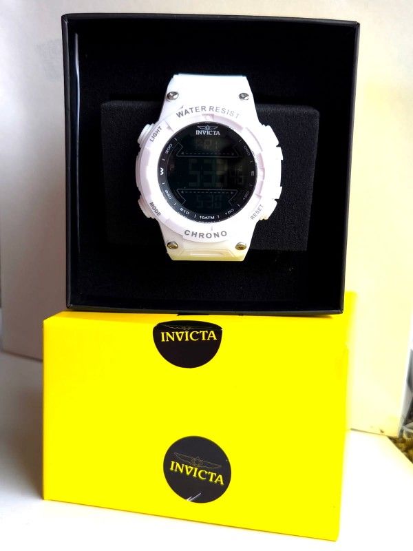 Invicta Racing 47524 Digital Chronograph Watch - White 100 Meter Water Resistant