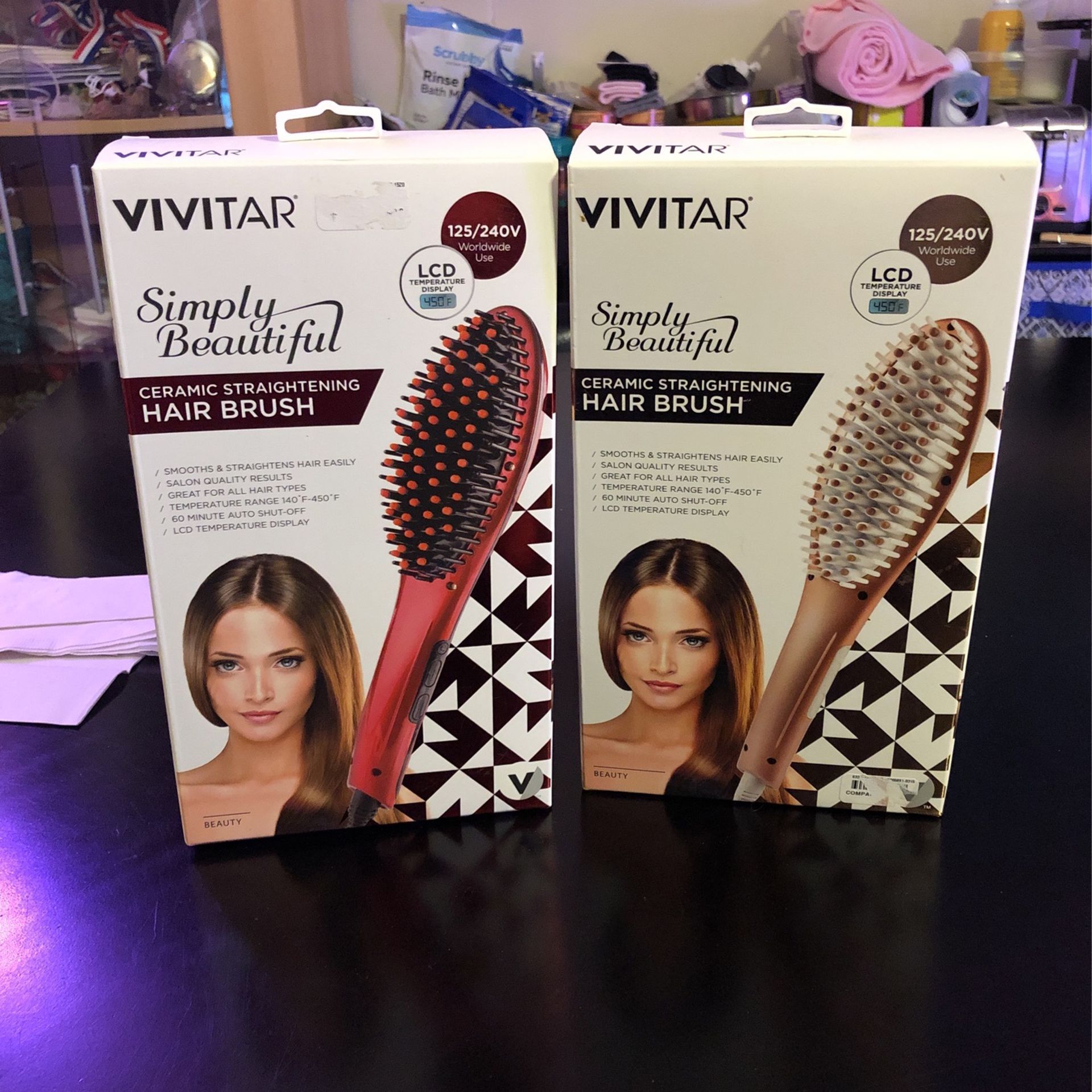 Vivitar Ceramic Straightening Hair Brushes - Both For $15.00
