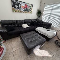 Black Leather sectional couch