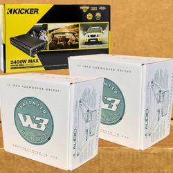 Kicker CX Series Mono Subwoofer Amplifier JL Audio 12" W3v3 Seriez Bass Speakers 2000 Watts W3 Package 🚨 Payment Options Available 🚨No Credit Needed