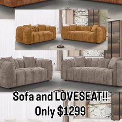 Sofa And loveseat 2 pcs new 3 colors