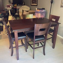 Counter Height Extendable Wooden Dining Room Set