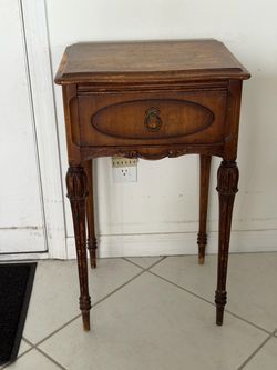Antique Wood Nightstand with Single Drawer