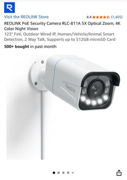 REOLINK PoE Security Camera RLC-811A 5X Optical Zoom, 4K Color Night Vision - unopened