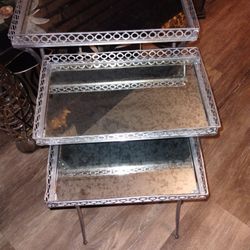 Silver And Glass Tables