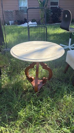 Round Stone Pedestal Side Table