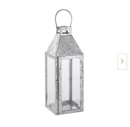 14 in. Galvanized Metal and Glass Outdoor Patio Lantern