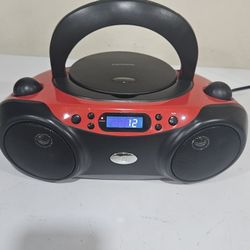 Blackweb Boombox CD Player FM Radio Stereo Speaker Bluetooth Red Black