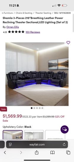 Brand New In Box Three Piece Leather Sectional With Both End Chairs Being Motorized Recliners 