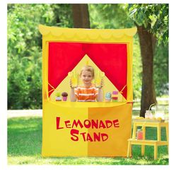 Alvantor Lemonade Stand Puppet Show Theater Pretend Playhouse Tent for Kids 28"X20"X41"H, Yellow