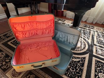 2 Vintage Lined Suitcases