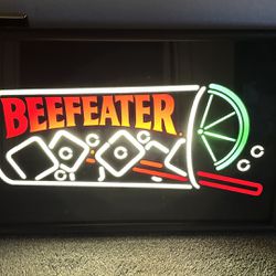 Vintage Beefeater Gin Lighted Bar Sign Gin In Glass With Lime 25x16”