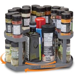 Allstar Innovations Spice Spinner Two-Tiered Spice Organizer & Holder That Saves Space, Keeps Everything Neat, Organized & Within Reach With Dual Spin