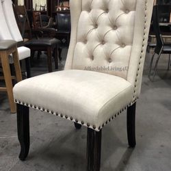 Beige Wingback Dining Chairs Set Of 2 Brand New In Box 