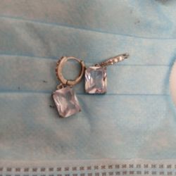 Diamond And Cubic Zirconia Silver Earrings