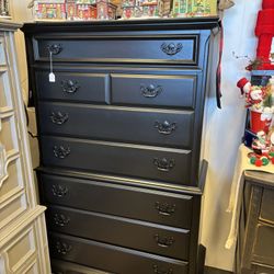 Newly Refinished Black Highboy Dresser 