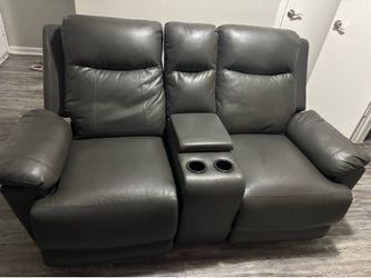 Modern Reclining Sofa w/ LED Ambient Lighting & USB Ports – Like New!