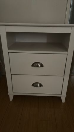 New White & Natural Wood & Wood Composite Small Dresser One Shelf & 2 Drawers