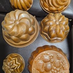 Antique Copper Molds Aspic Baking Jello Tin