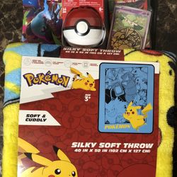 Pokemon Blanket Cards And Pokeball Gift Present