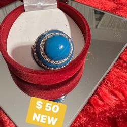 🔶🔶 RING - Silver women ring Blue Size: 7-7.6