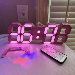Brand New LED Digital Pink Clock With Remote 